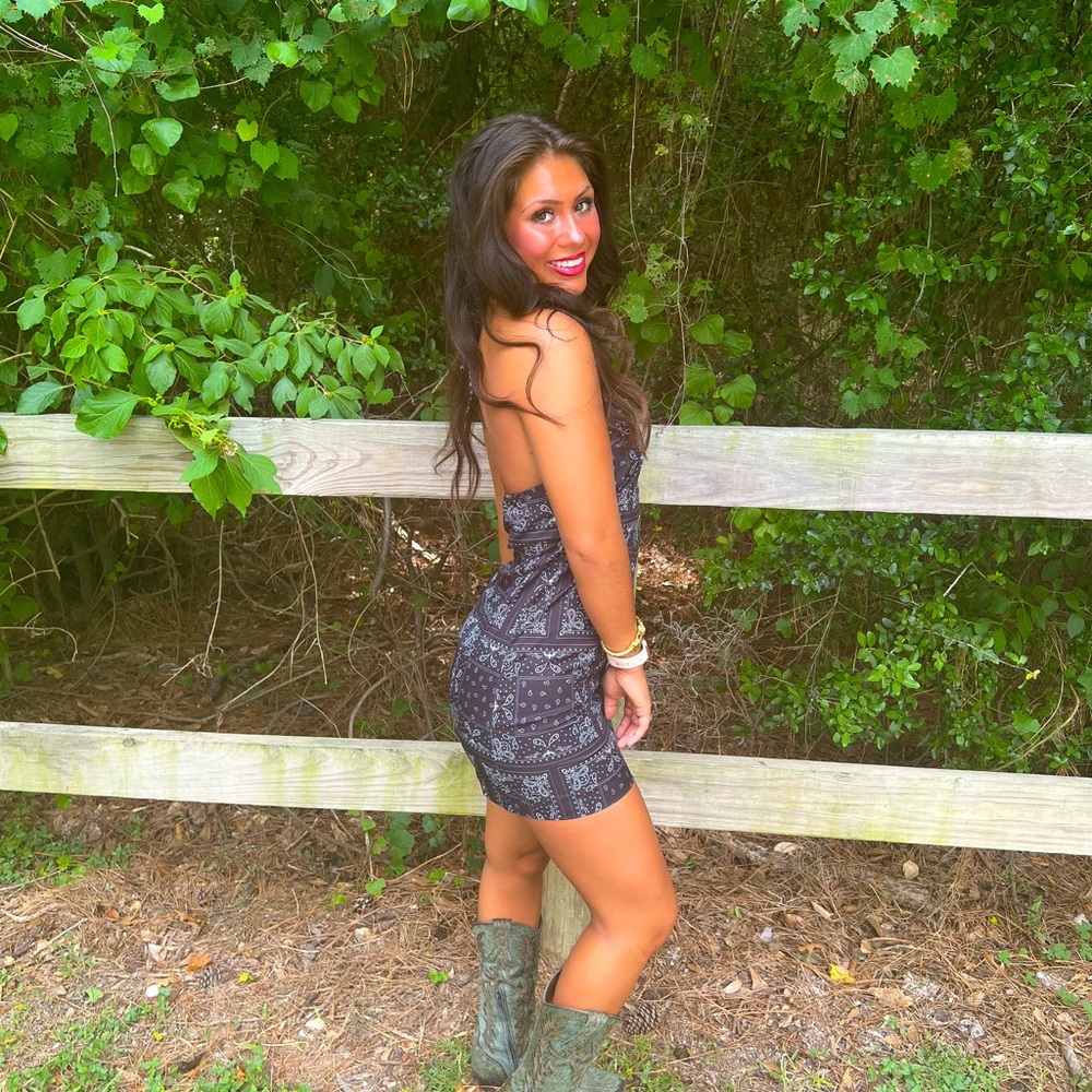 Elegant Black Patterned western Dress